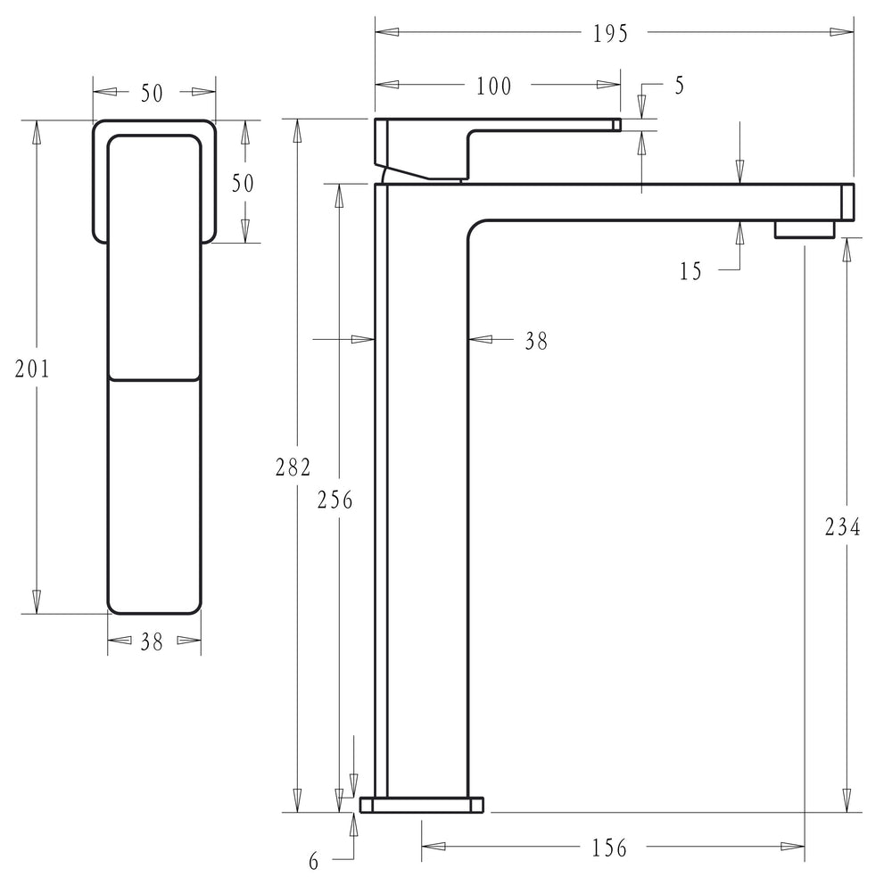 IKON CERAM HIGH RISE BASIN MIXER 282MM BRUSHED NICKEL