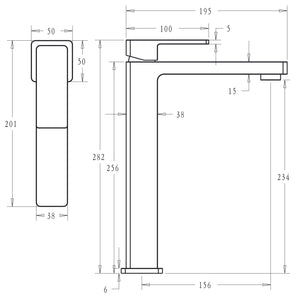 IKON CERAM HIGH RISE BASIN MIXER 282MM BRUSHED NICKEL