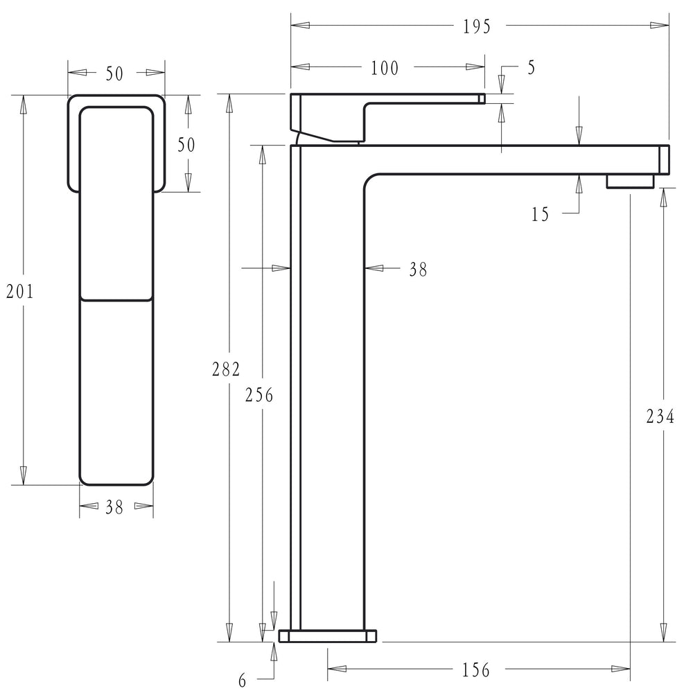 IKON CERAM LEAD FREE HIGH RISE BASIN MIXER 282MM BRUSHED GOLD