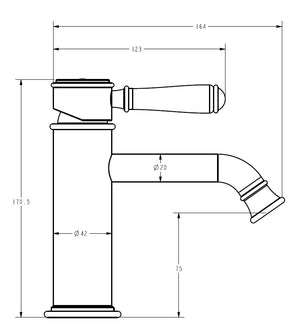 IKON CLASICO BASIN MIXER CERAMIC HANDLE 170MM BRUSHED NICKEL