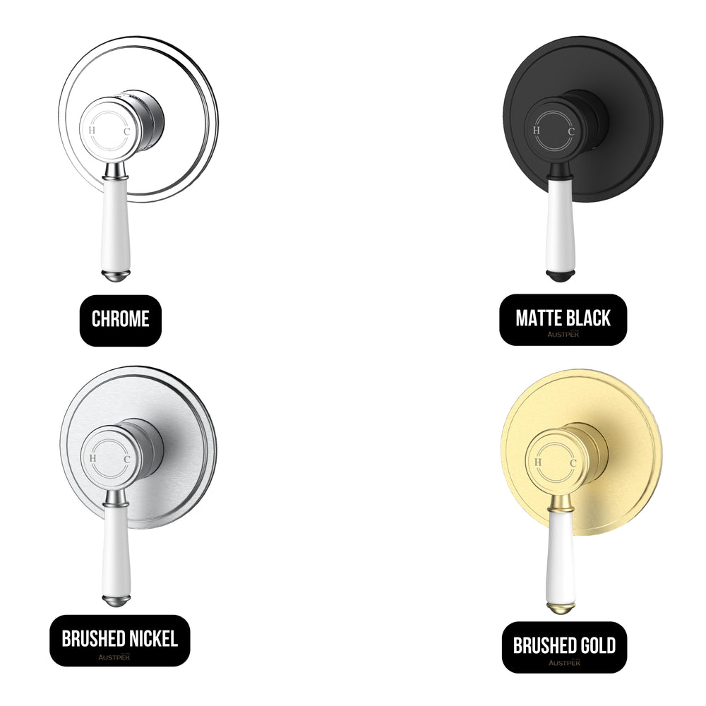 IKON CLASICO LEAD FREE WALL MIXER TRIM KITS WITH ROUGH IN BODY 115MM CERAMIC HANDLE MATTE BLACK