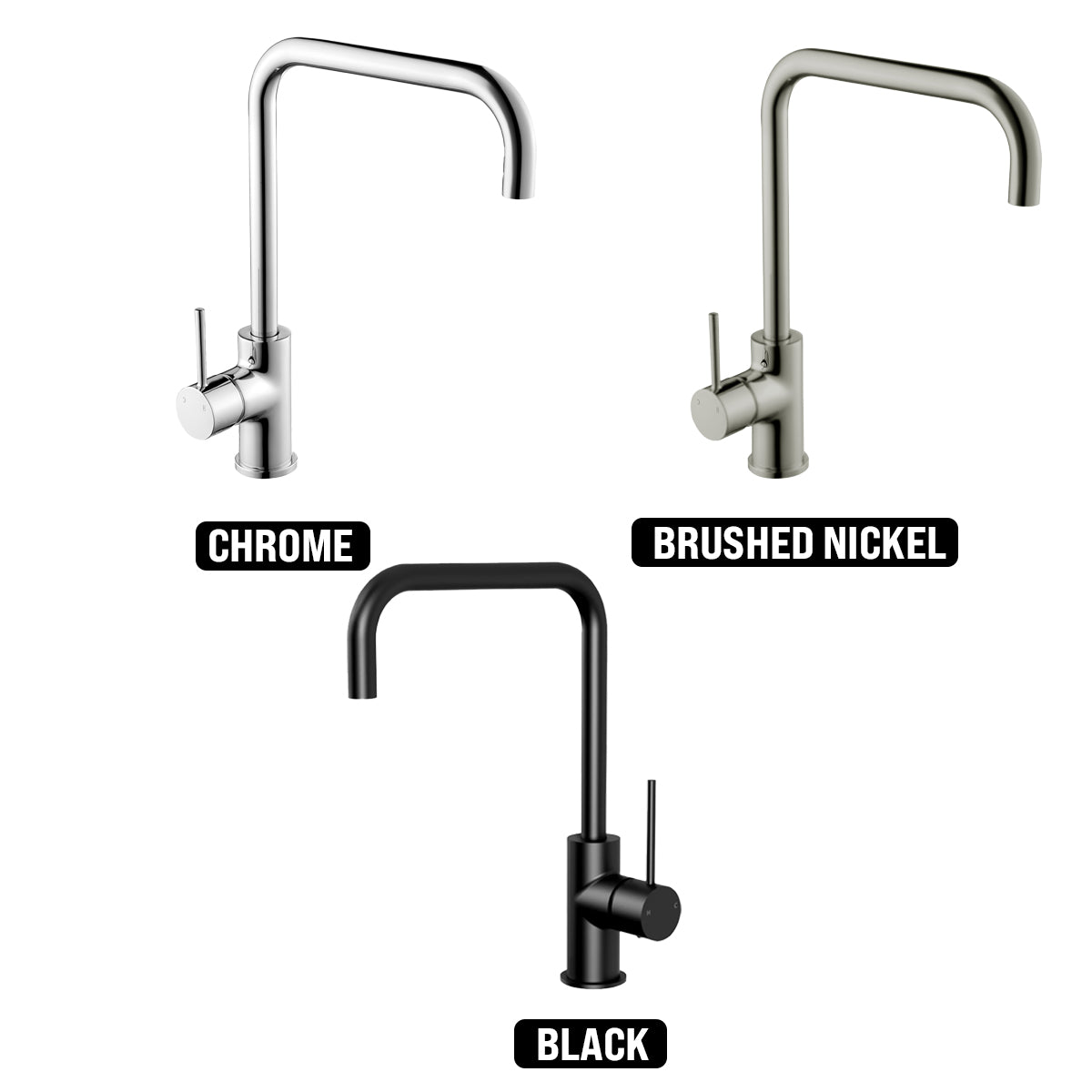 IKON HALI SQUARE NECK LEAD FREE SINK MIXER 330MM BRUSHED NICKEL