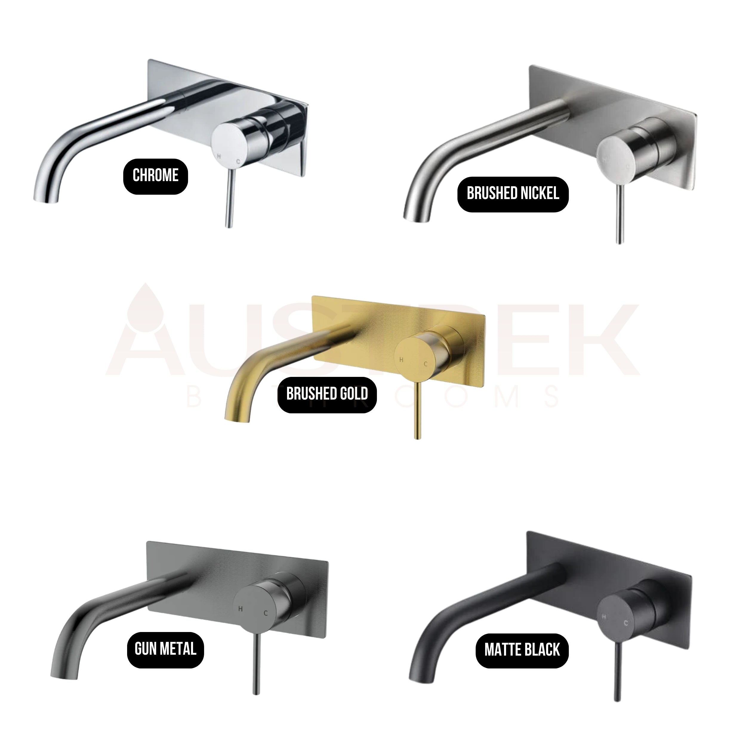 IKON HALI LEAD FREE WALL BASIN MIXER CURVED SPOUT 190MM GUN METAL