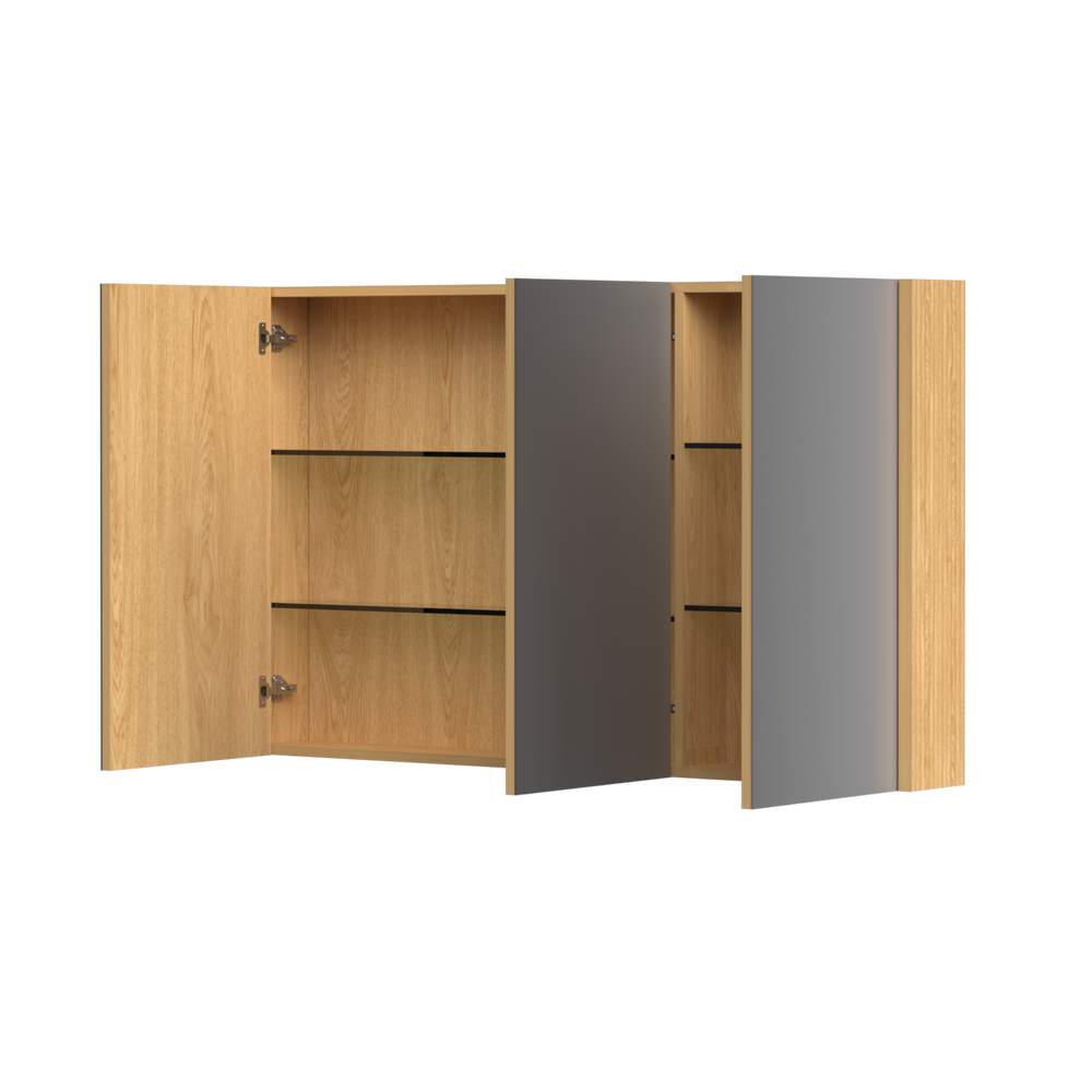ORIO HAYMAN LIGHT WALNUT FLUTED MIRROR SHAVING CABINET 1200MM