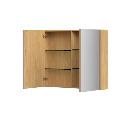 ORIO HAYMAN LIGHT WALNUT FLUTED MIRROR SHAVING CABINET 900MM