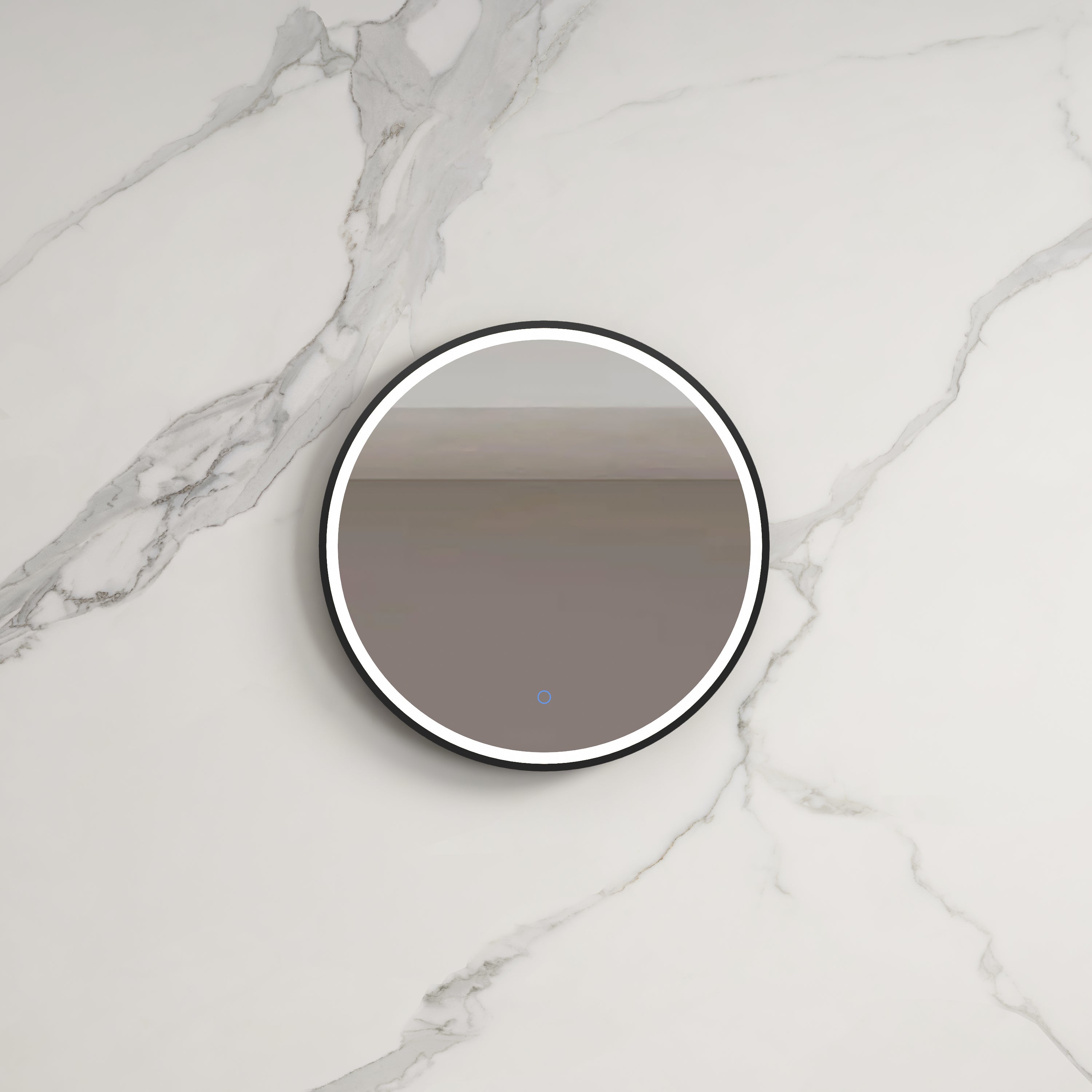 INFINITY HAMILTON ROUND LED MIRROR WITH BLACK ALUMINIUM FRAMED TRIO COLOUR 600X600MM