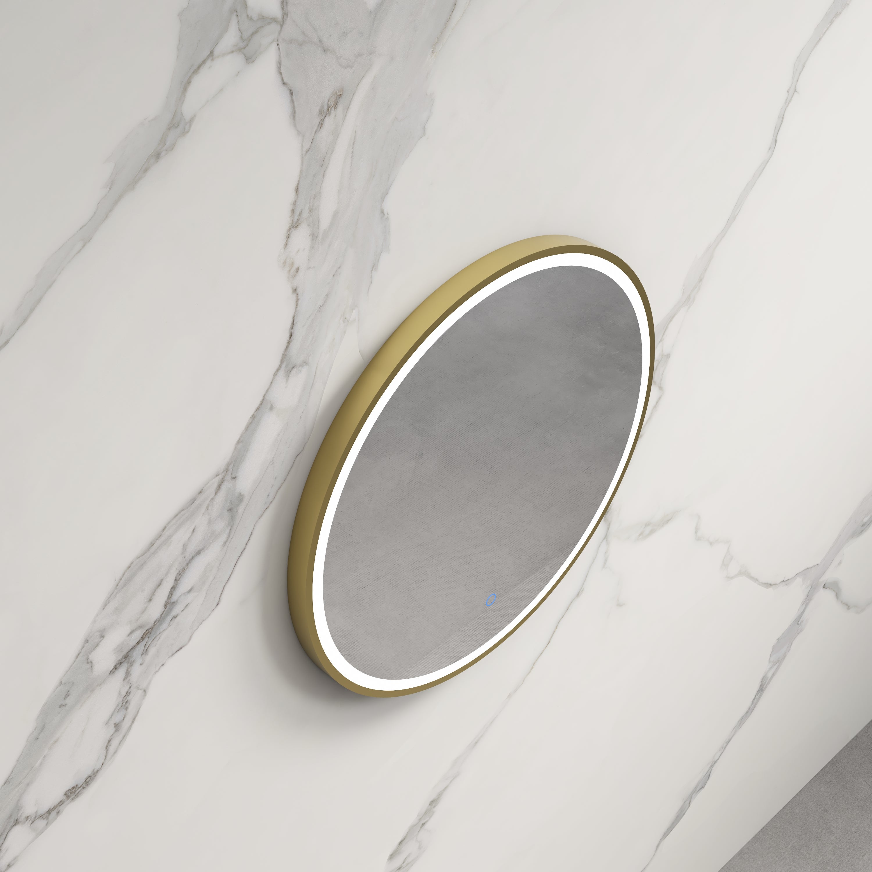 INFINITY HAMILTON ROUND LED MIRROR WITH GOLD ALUMINIUM FRAMED TRIO COLOUR 600X600MM