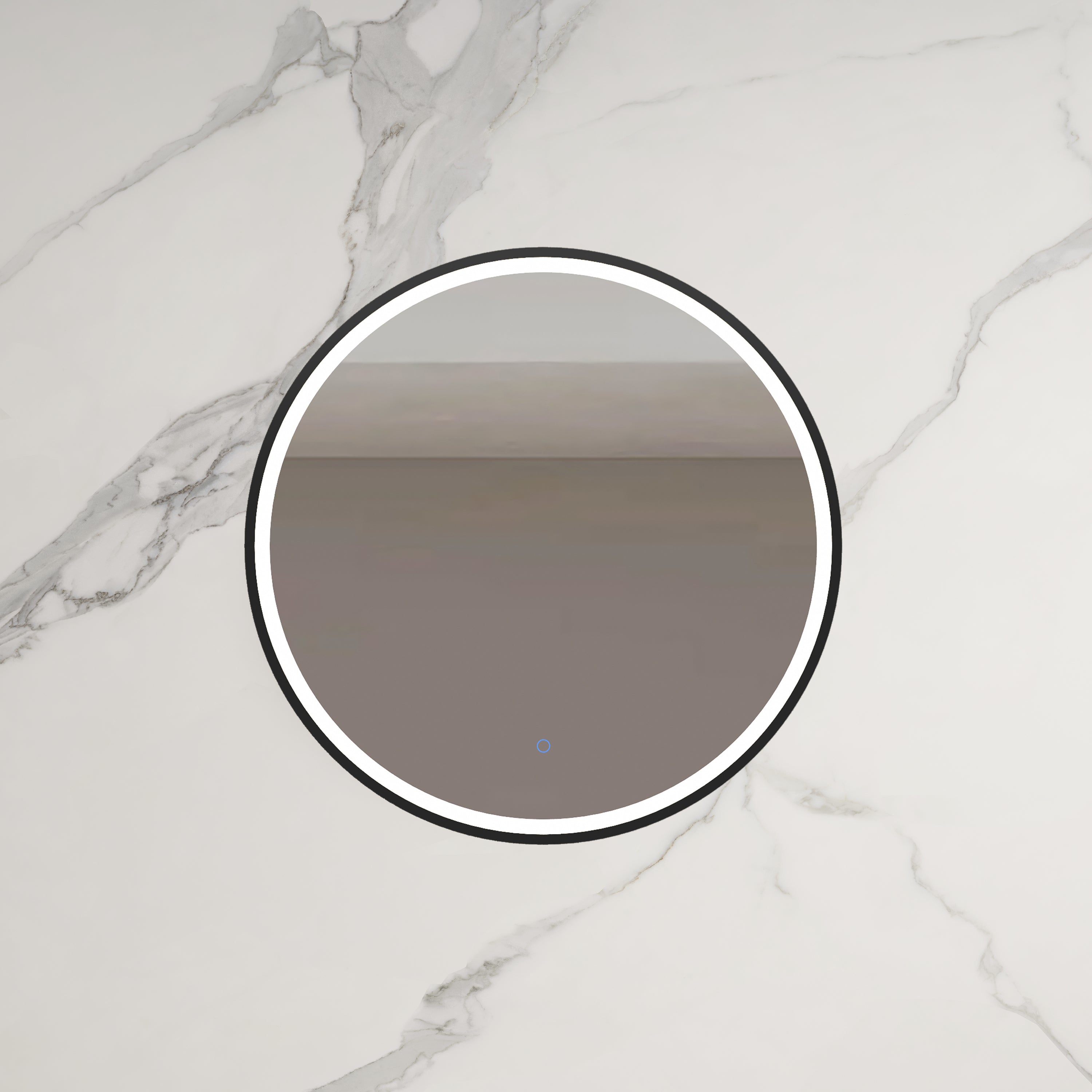 INFINITY HAMILTON ROUND LED MIRROR WITH BLACK ALUMINIUM FRAMED TRIO COLOUR 800X800MM