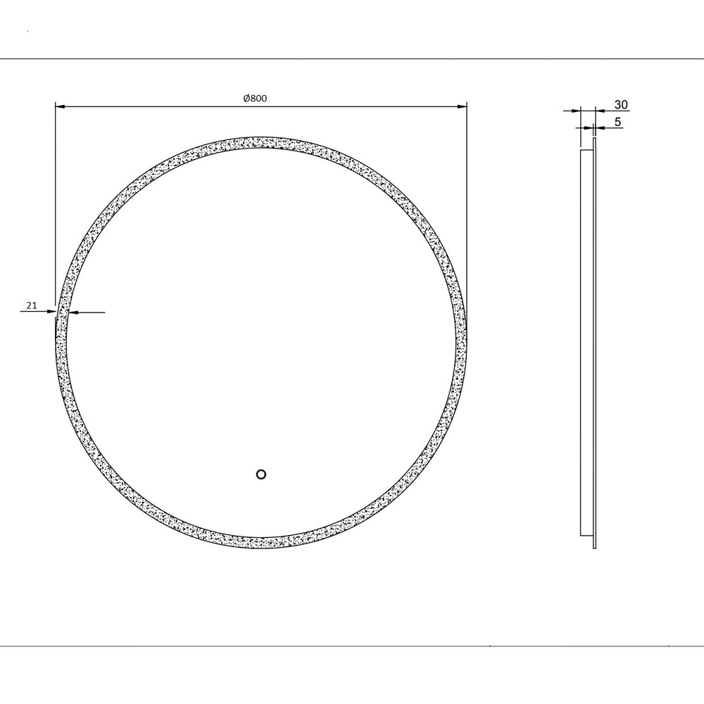 INFINITY HAMILTON ROUND LED MIRROR WITH BLACK ALUMINIUM FRAMED TRIO COLOUR 800X800MM