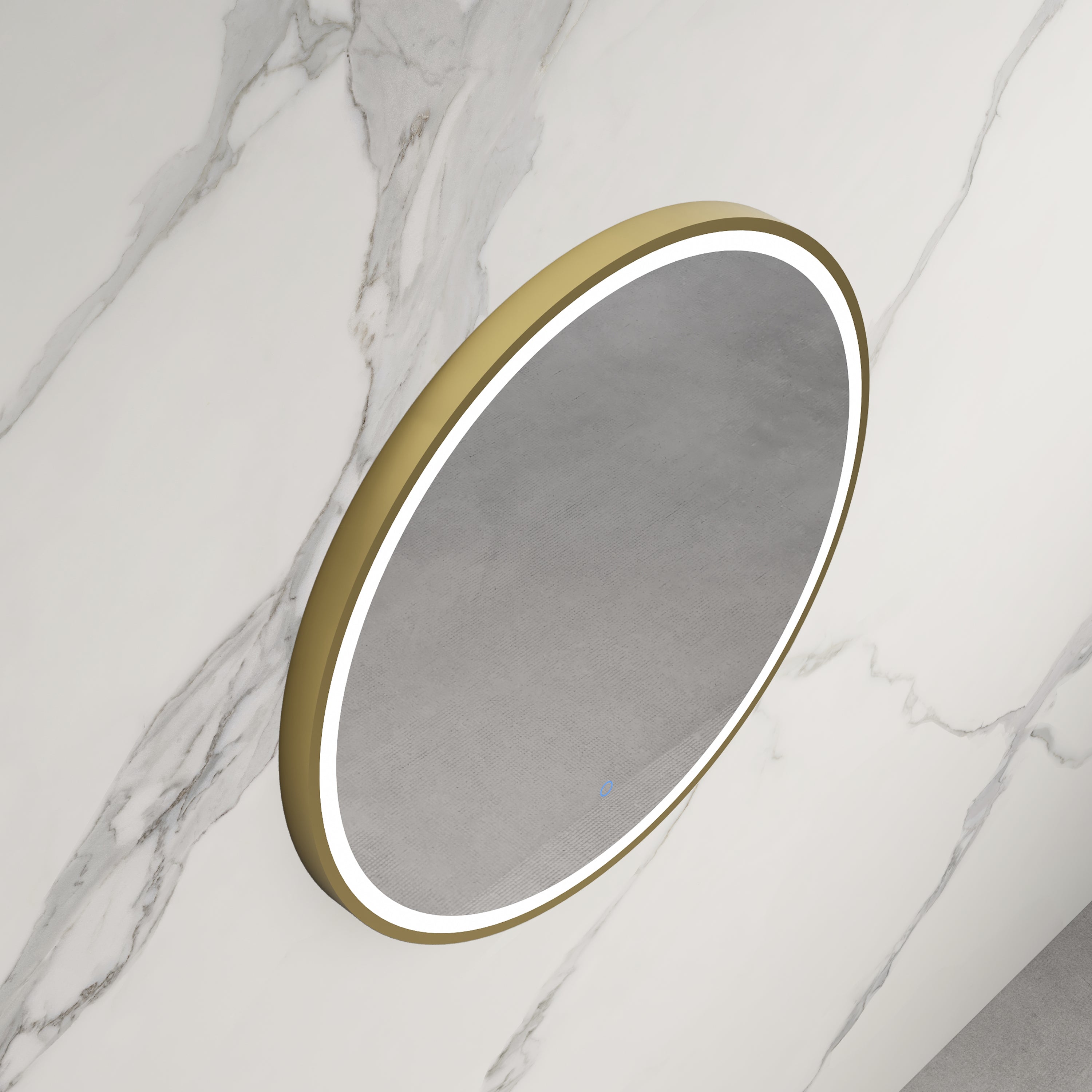 INFINITY HAMILTON ROUND LED MIRROR WITH GOLD ALUMINIUM FRAMED TRIO COLOUR 800X800MM