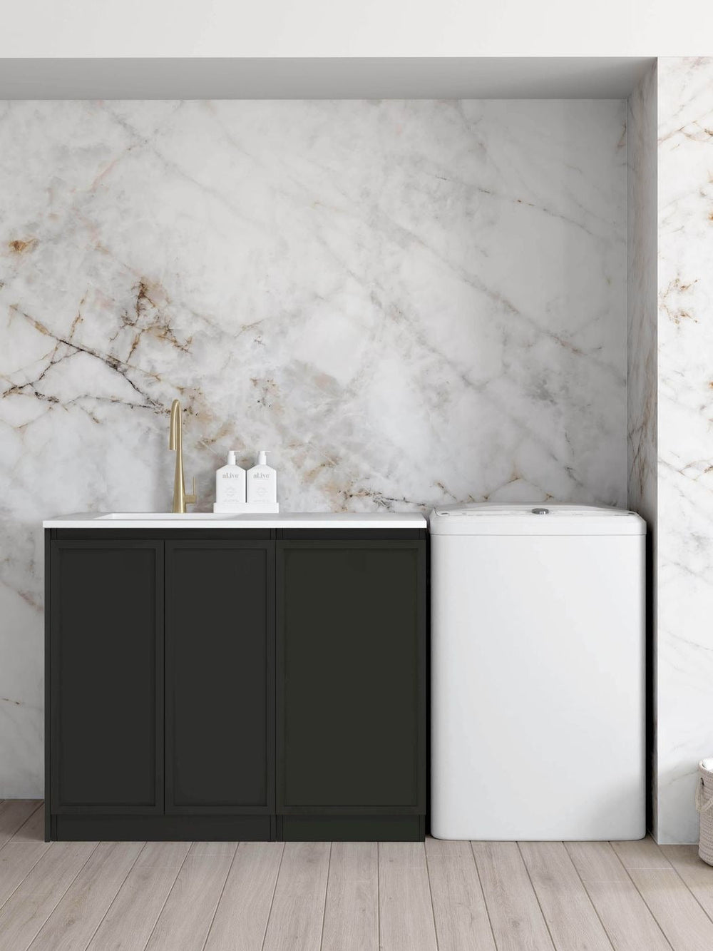 OTTI HAMPSHIRE MATTE BLACK 630MM BASE LAUNDRY CABINET