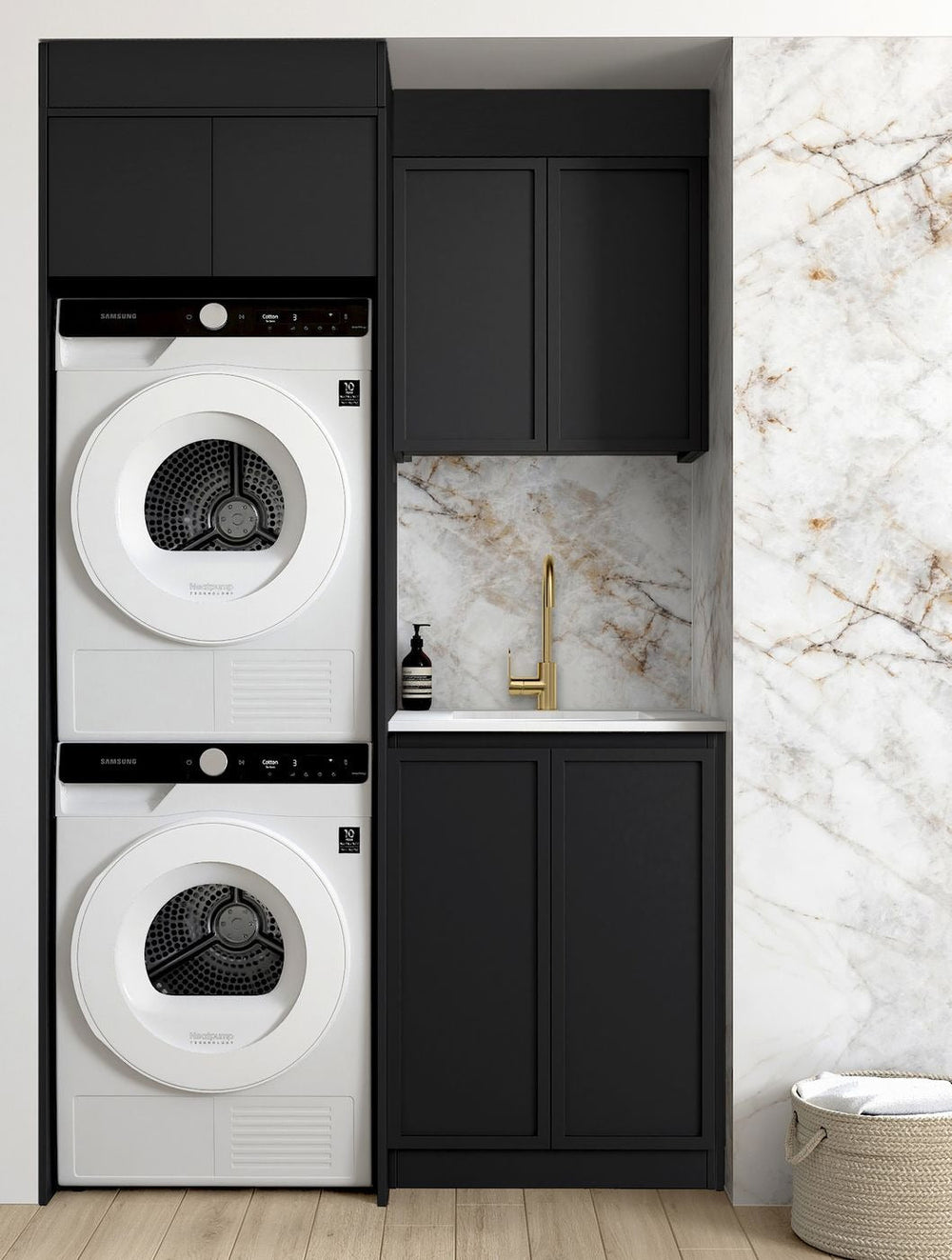 OTTI HAMPSHIRE MATTE BLACK 630MM WALL LAUNDRY CABINET