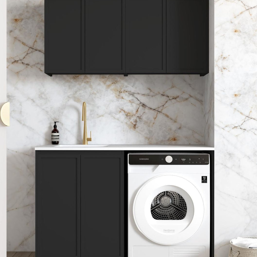 OTTI HAMPSHIRE MATTE BLACK 630MM WALL LAUNDRY CABINET