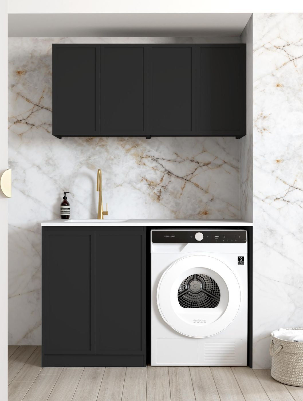 OTTI HAMPSHIRE MATTE BLACK 630MM WALL LAUNDRY CABINET