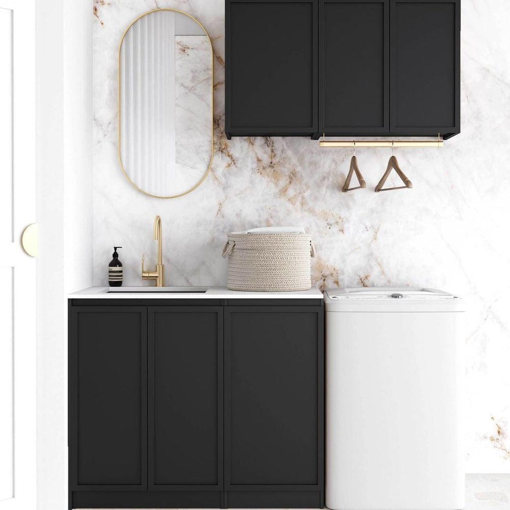 OTTI HAMPSHIRE MATTE BLACK 415MM WALL LAUNDRY CABINET