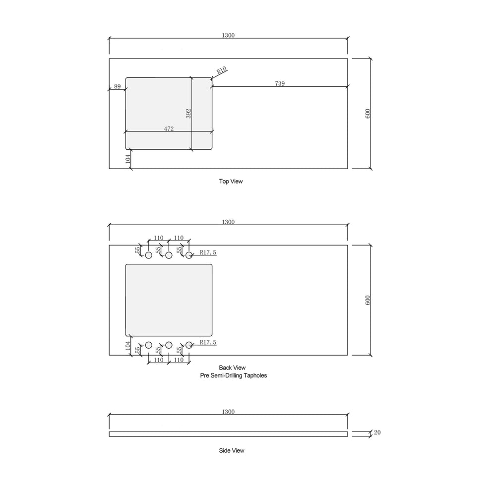 OTTI HAVANA WOODLAND OAK FLUTED 1305MM LAUNDRY AND WALL CABINET WITH STONE TOP & SINK (PACKAGE-B)