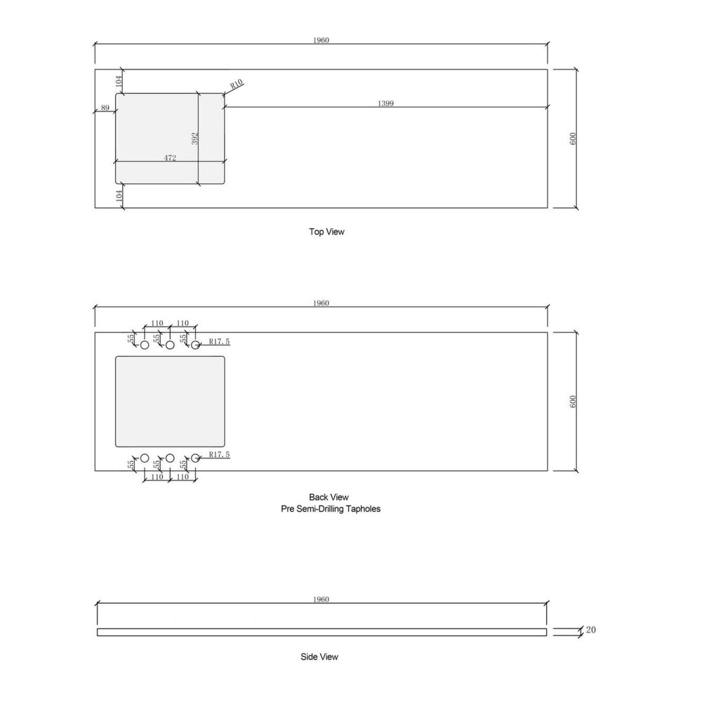 OTTI HAVANA WOODLAND OAK FLUTED 1960MM LAUNDRY AND WALL CABINET WITH STONE TOP & SINK (PACKAGE-A)