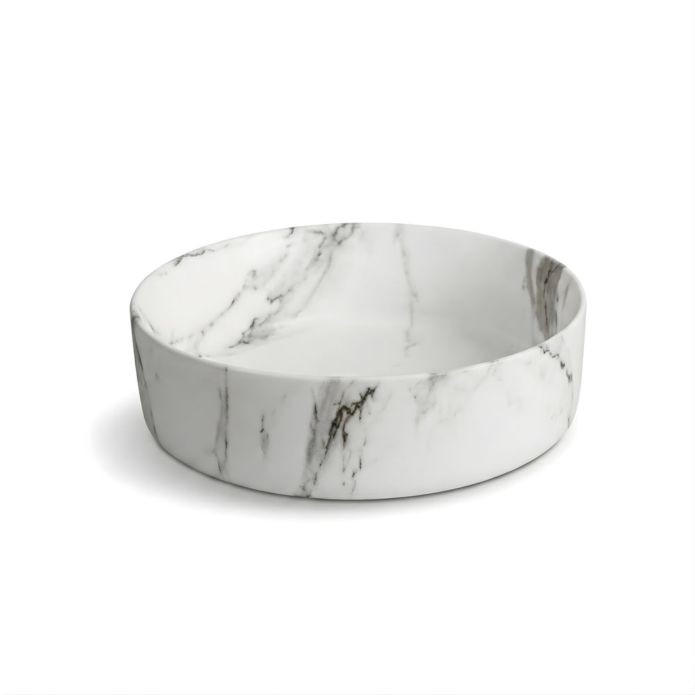 INFINITY ART BASIN CERAMIC MARBLE ROUND MATTE CARRARA 360MM
