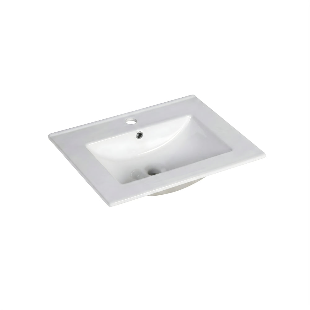 INFINITY CERAMIC BASIN & TOP RECTANGULAR WHITE 610MM