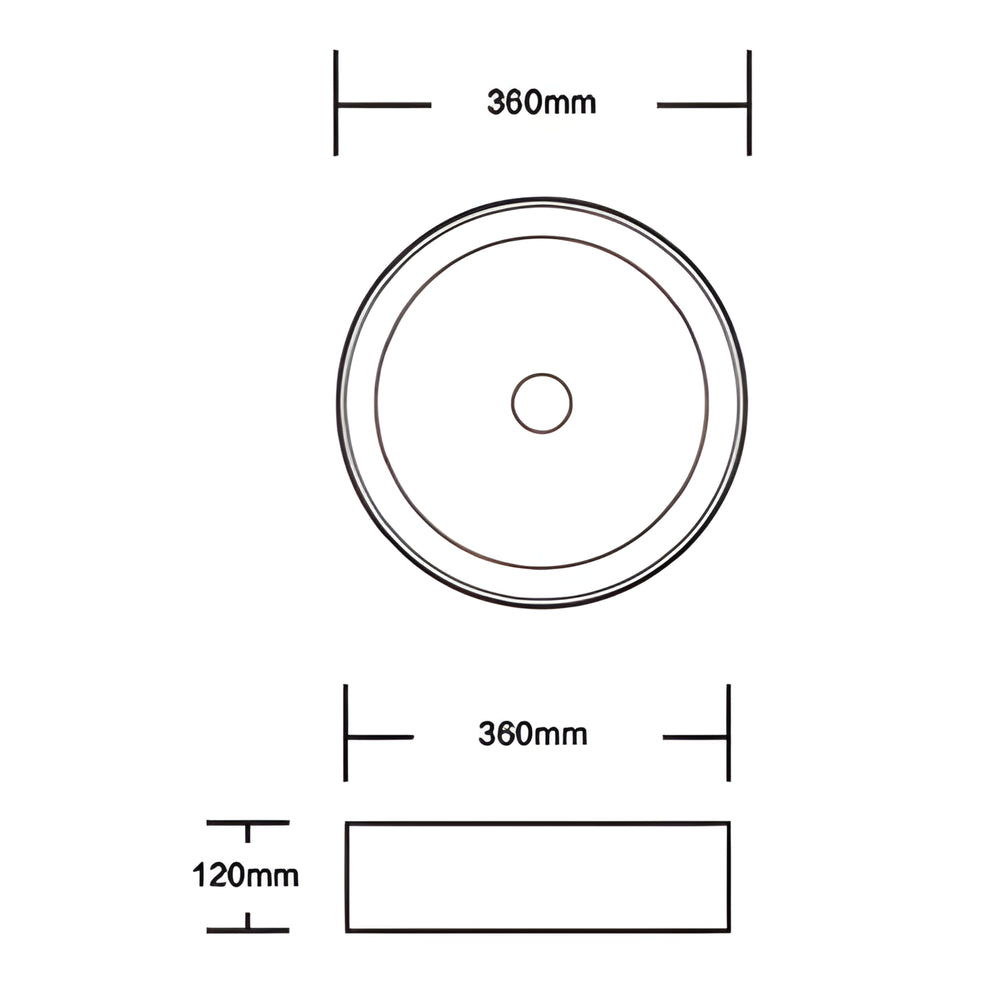 INFINITY ABOVE COUNTER CERAMIC BASIN ROUND GLOSS WHITE 360MM