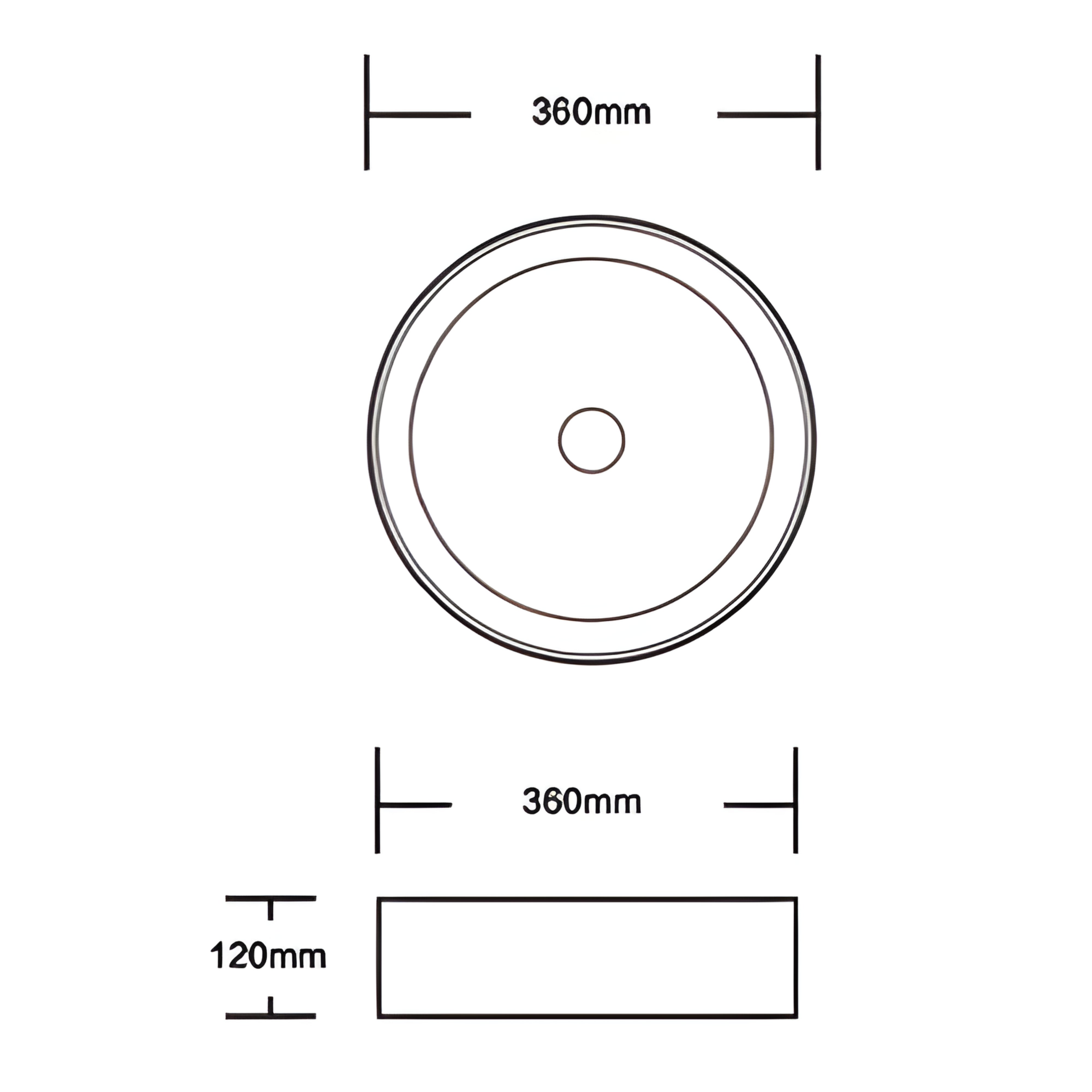 INFINITY ABOVE COUNTER CERAMIC BASIN ROUND GLOSS WHITE 360MM