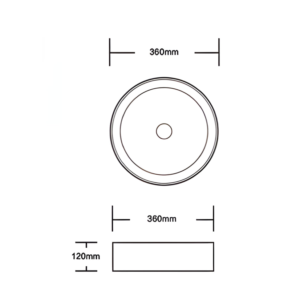 INFINITY ABOVE COUNTER CERAMIC BASIN ROUND MATTE BLACK 360MM