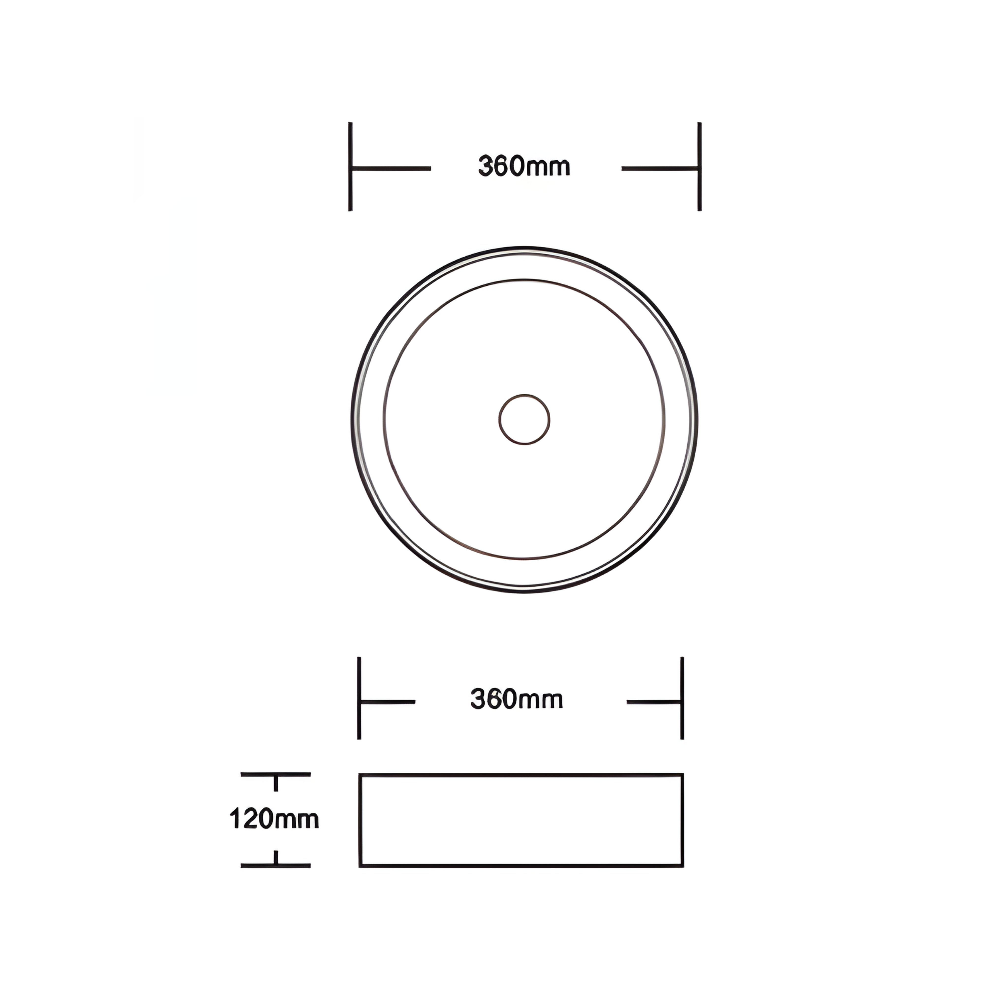 INFINITY ABOVE COUNTER CERAMIC BASIN ROUND MATTE BLACK 360MM