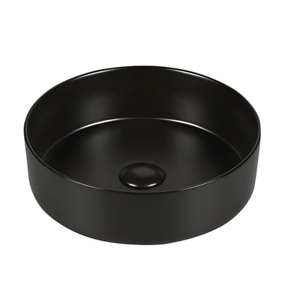 INFINITY ABOVE COUNTER CERAMIC BASIN ROUND MATTE BLACK 360MM