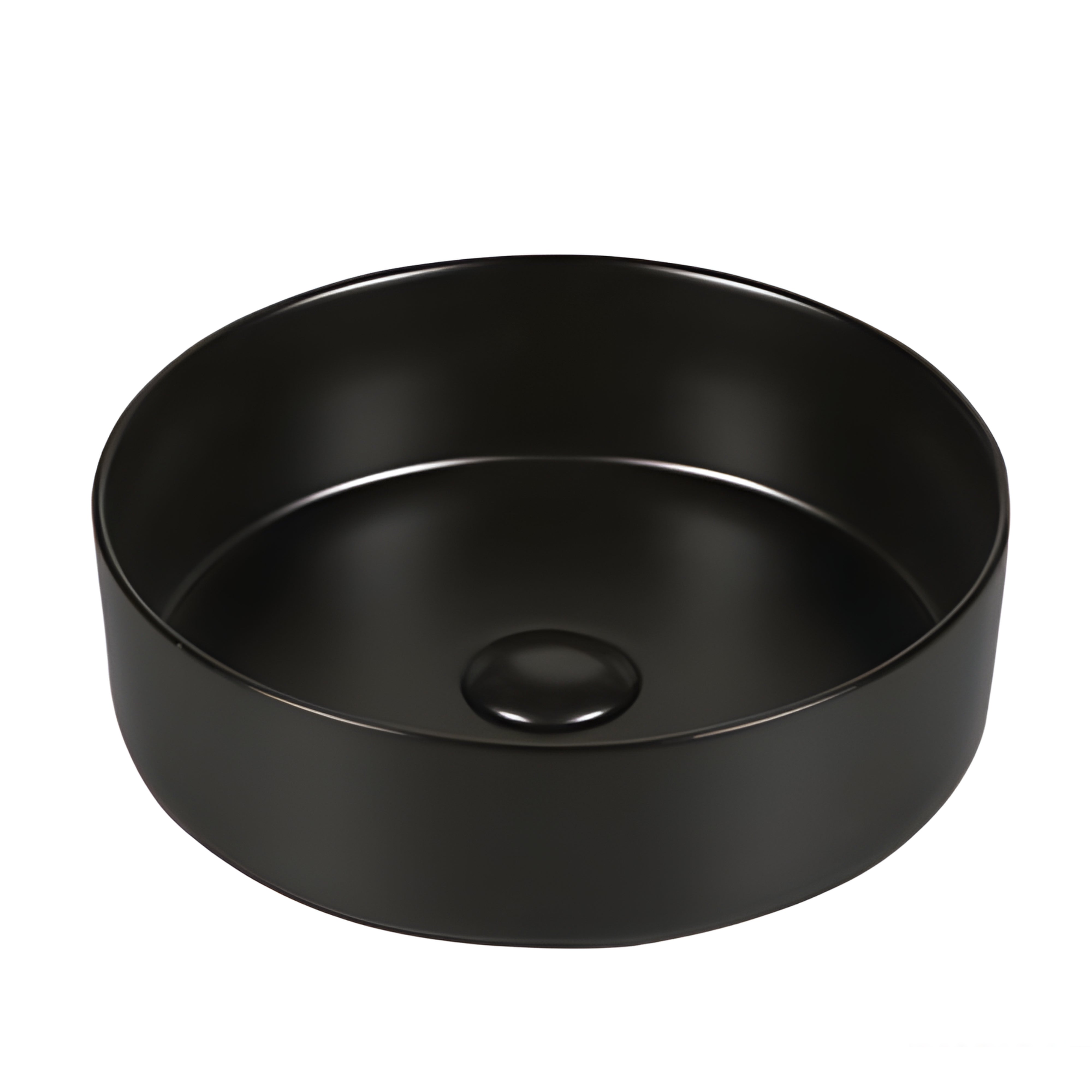 INFINITY ABOVE COUNTER CERAMIC BASIN ROUND MATTE BLACK 360MM