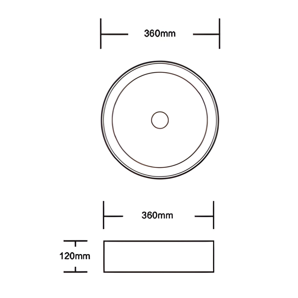 INFINITY ABOVE COUNTER CERAMIC BASIN ROUND MATTE WHITE 360MM