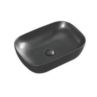 INFINITY ABOVE COUNTER CERAMIC BASIN RECTANGULAR MATTE BLACK 460MM