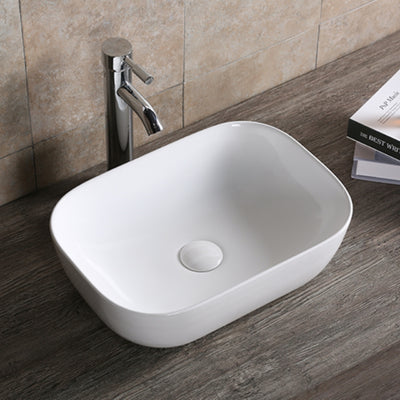 INFINITY ABOVE COUNTER CERAMIC BASIN RECTANGULAR GLOSS WHITE 460MM