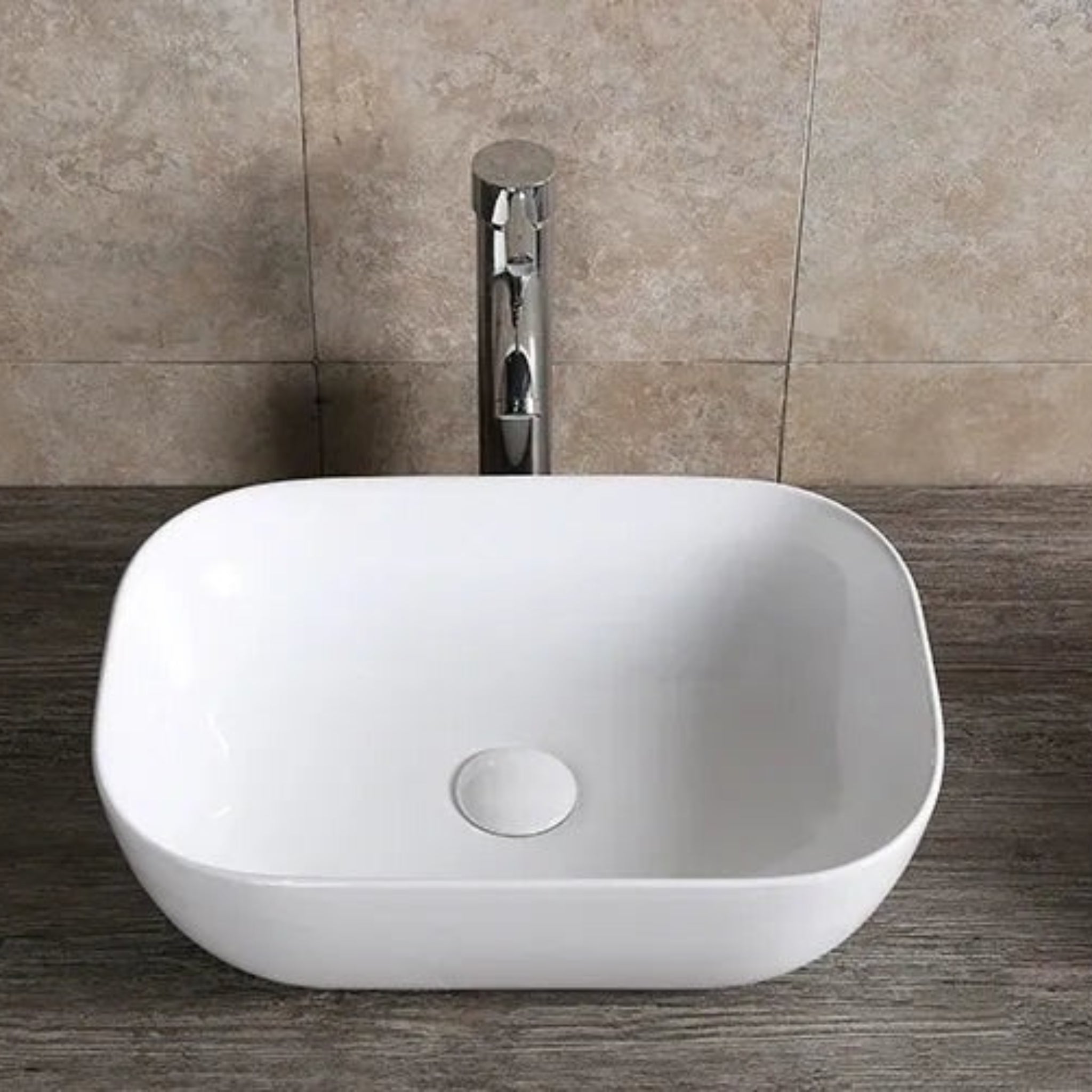 INFINITY ABOVE COUNTER CERAMIC BASIN RECTANGULAR GLOSS WHITE 460MM
