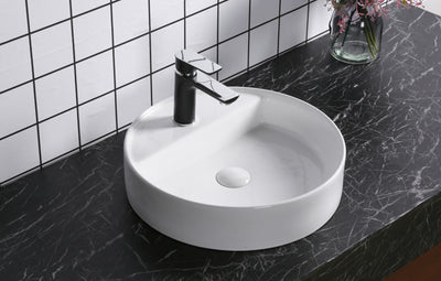 INFINITY CERAMIC BASIN ABOVE COUNTER ROUND GLOSS WHITE 450MM