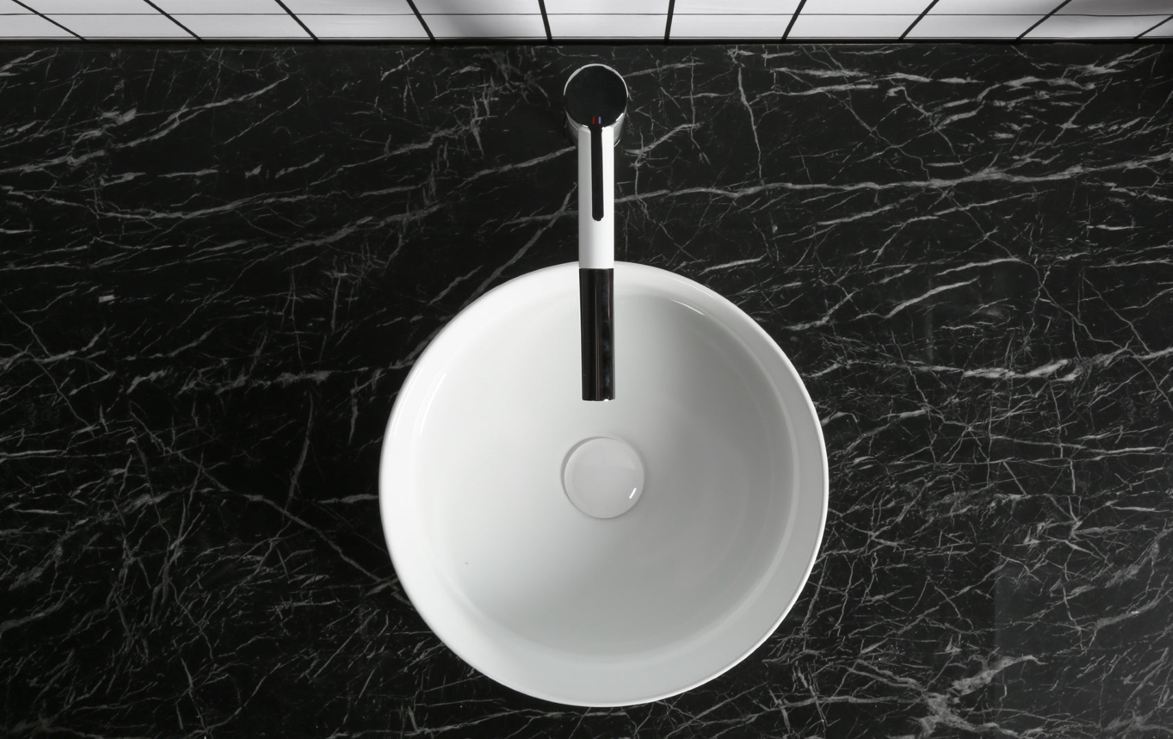 INFINITY CERAMIC BASIN ABOVE COUNTER ROUND GLOSS WHITE 360MM