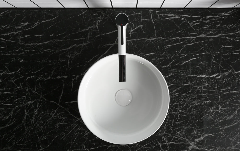 INFINITY CERAMIC BASIN ABOVE COUNTER ROUND GLOSS WHITE 360MM