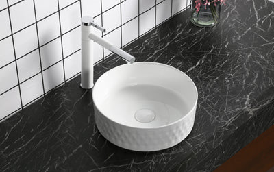 INFINITY CERAMIC BASIN ABOVE COUNTER ROUND GLOSS WHITE 360MM