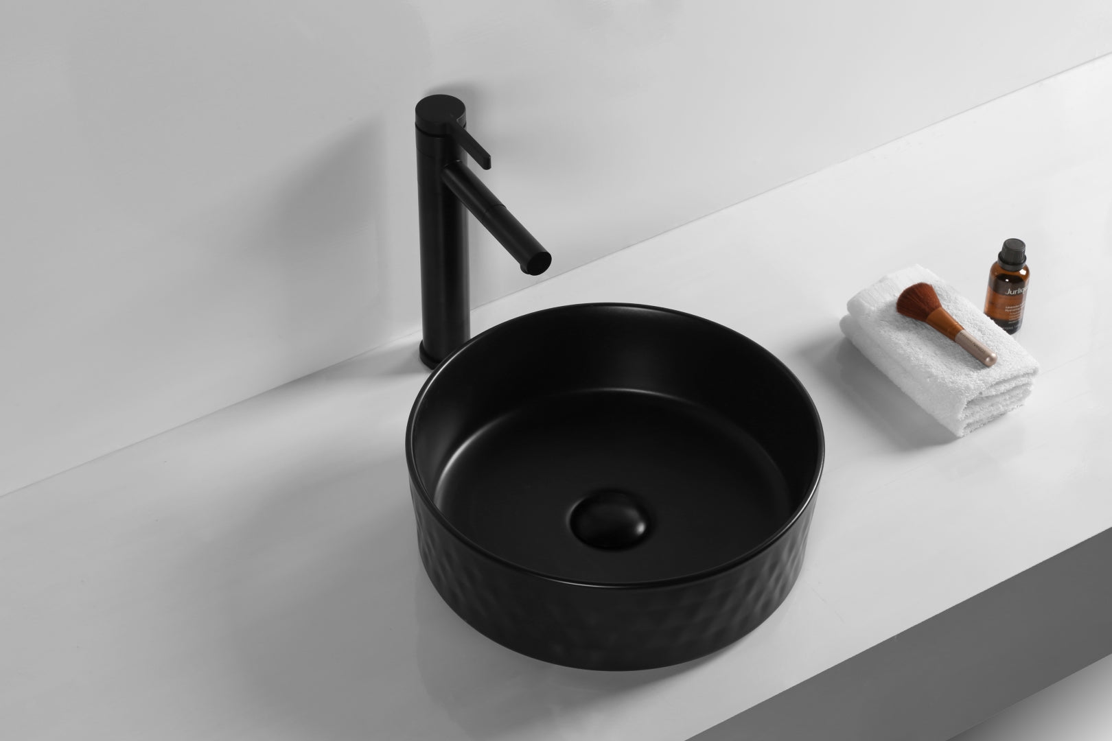 INFINITY CERAMIC BASIN ABOVE COUNTER ROUND MATTE BLACK 360MM