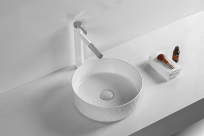 INFINITY CERAMIC BASIN ABOVE COUNTER ROUND MATTE WHITE 360MM