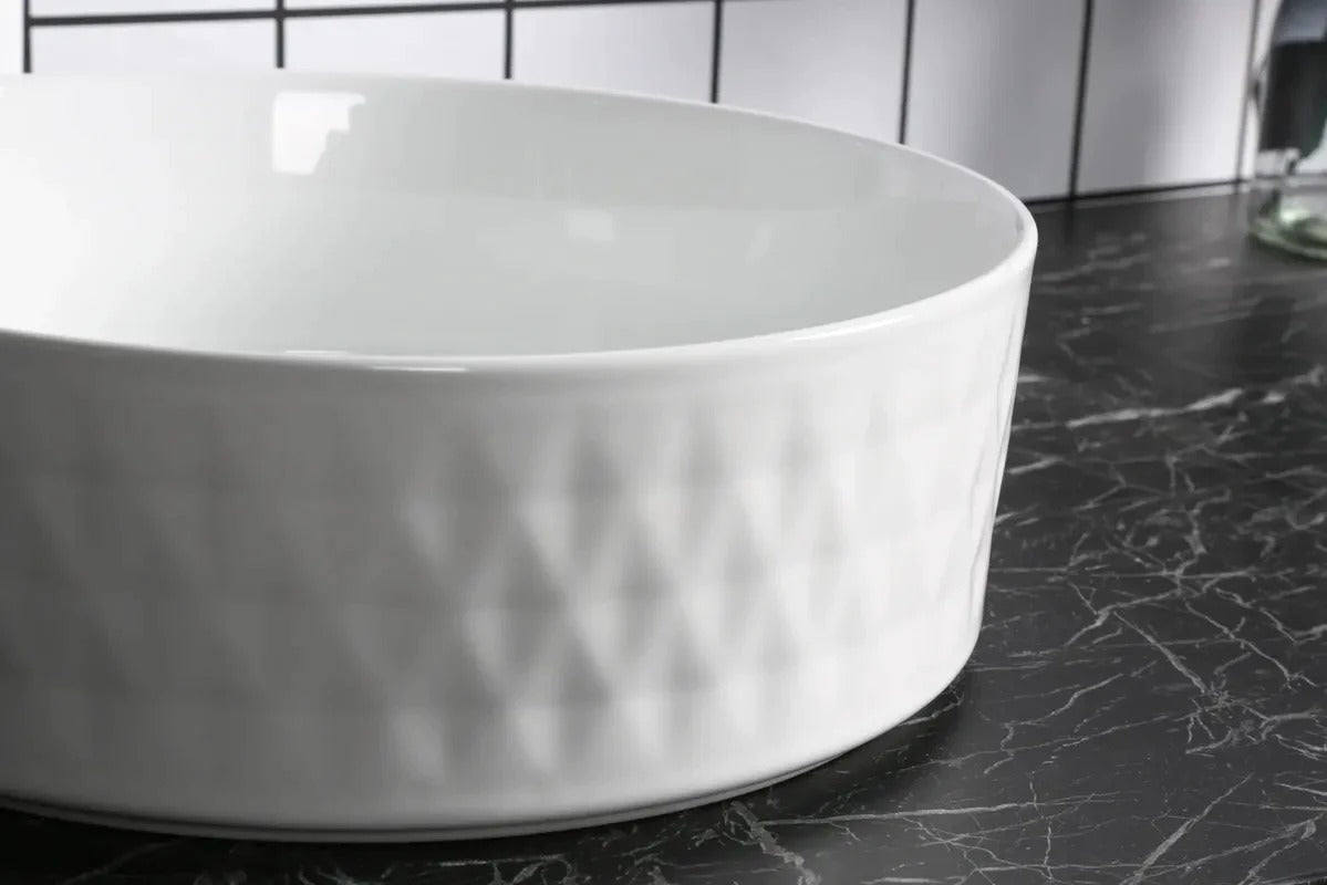 INFINITY CERAMIC BASIN ABOVE COUNTER ROUND MATTE WHITE 360MM