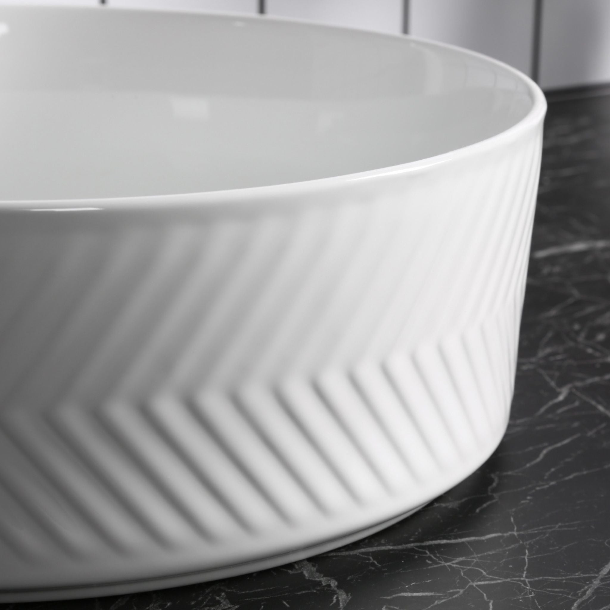 INFINITY ABOVE COUNTER CERAMIC BASIN ROUND GLOSS WHITE 360MM