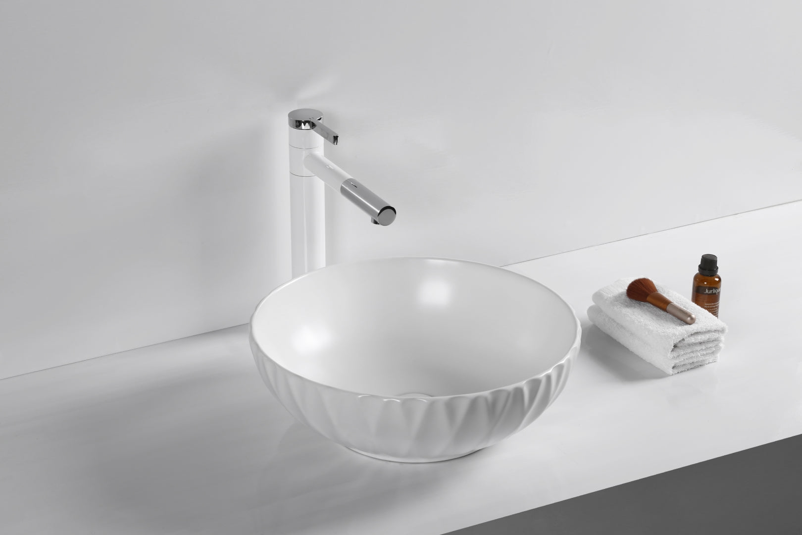 INFINITY CERAMIC BASIN ABOVE COUNTER ROUND MATTE WHITE 400MM