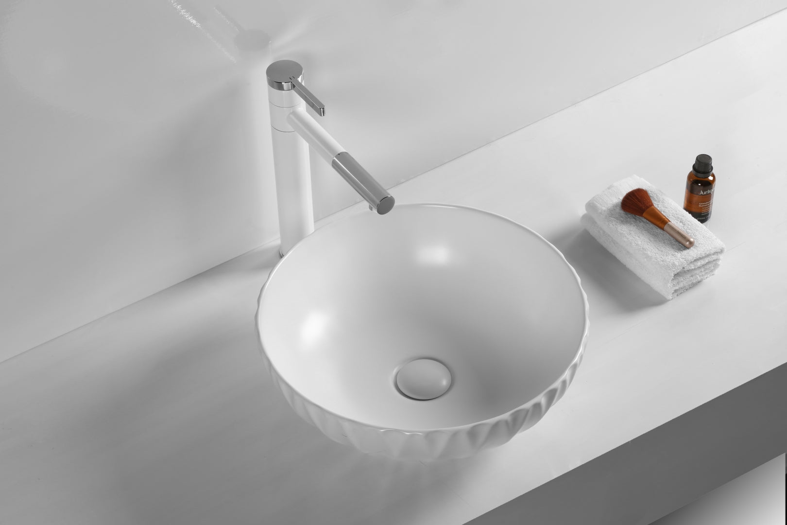 INFINITY CERAMIC BASIN ABOVE COUNTER ROUND MATTE WHITE 400MM