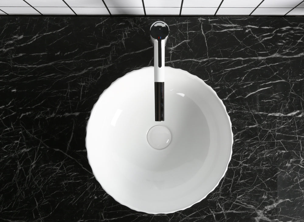 INFINITY CERAMIC BASIN ABOVE COUNTER ROUND GLOSS WHITE 400MM