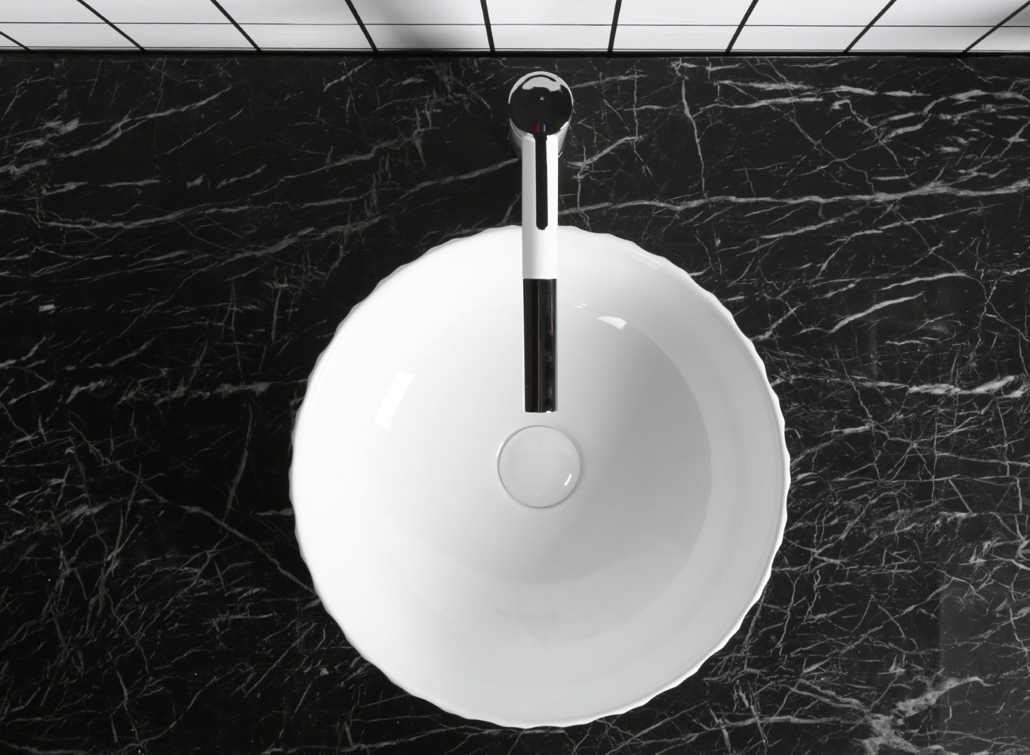 INFINITY CERAMIC BASIN ABOVE COUNTER ROUND GLOSS WHITE 400MM