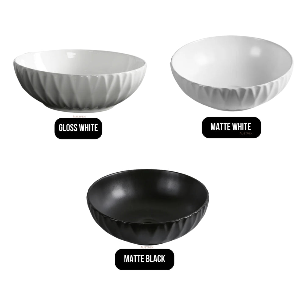 INFINITY CERAMIC BASIN ABOVE COUNTER ROUND GLOSS WHITE 400MM