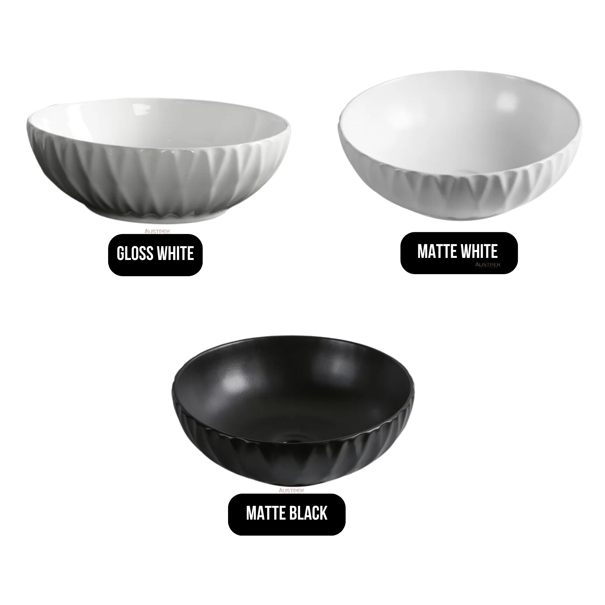 INFINITY CERAMIC BASIN ABOVE COUNTER ROUND MATTE WHITE 400MM