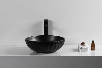 INFINITY CERAMIC BASIN ABOVE COUNTER ROUND MATTE BLACK 400MM