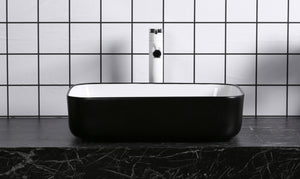 INFINITY ABOVE COUNTER BASIN RECTANGULAR GLOSS BLACK / WHITE 500MM