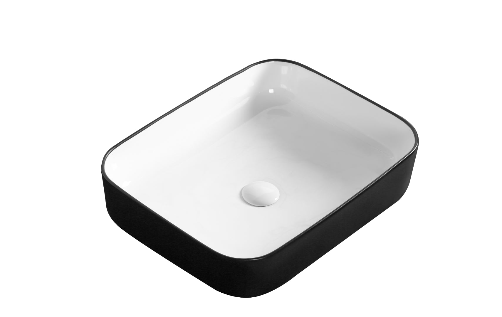INFINITY ABOVE COUNTER BASIN RECTANGULAR GLOSS BLACK / WHITE 500MM
